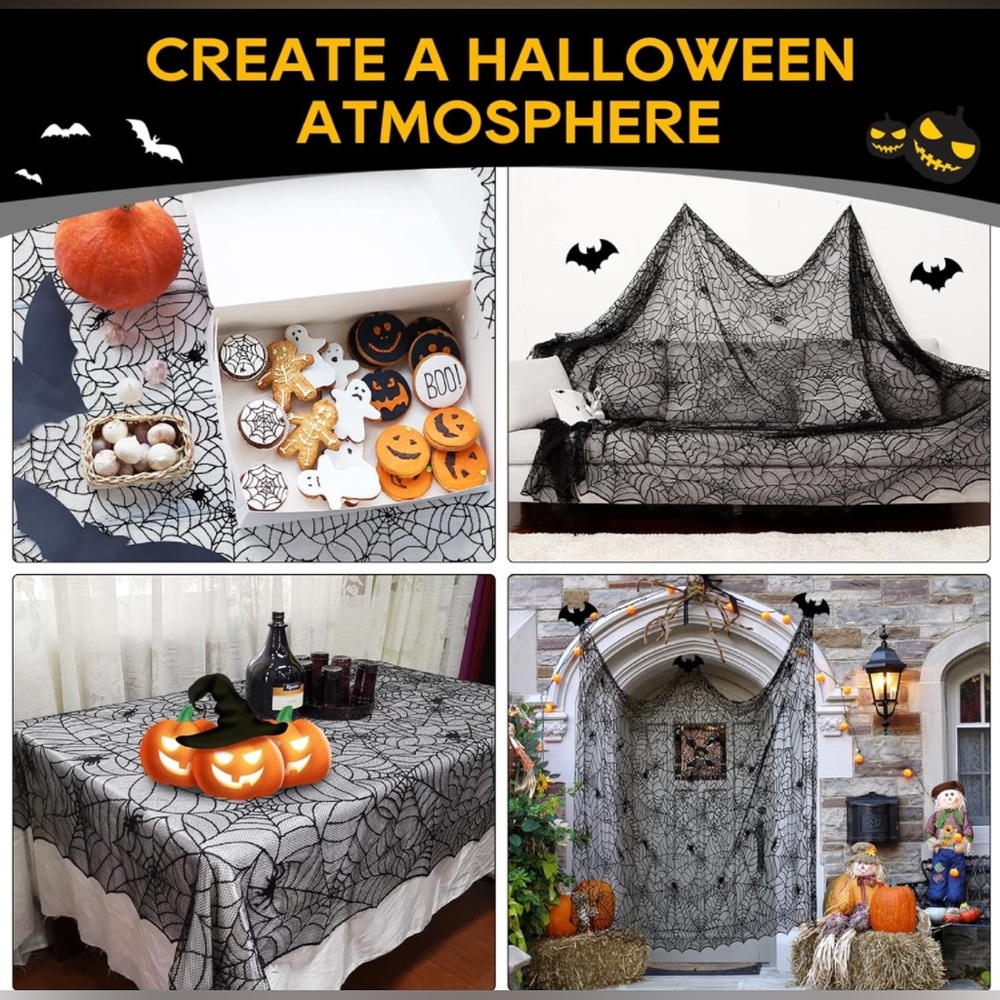 New Halloween spooky table cloth 60” x 104”